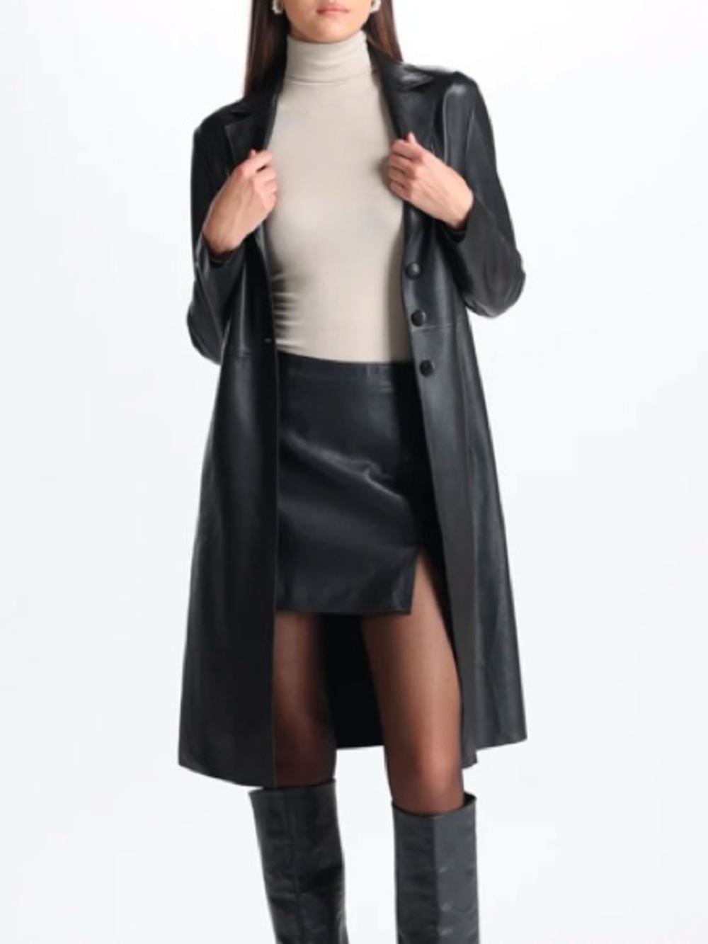 Danier Black Leather Trench Coat